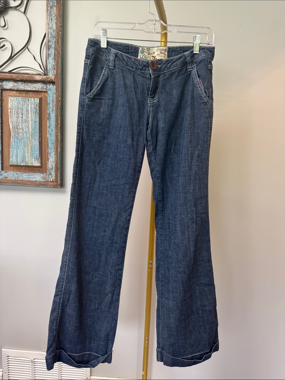 Celebrity Pink vintage low rise Dark Blue Wide-Leg Denim Jean trousers